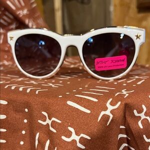 Betsey Johnson White Sunglasses with Gold Accents